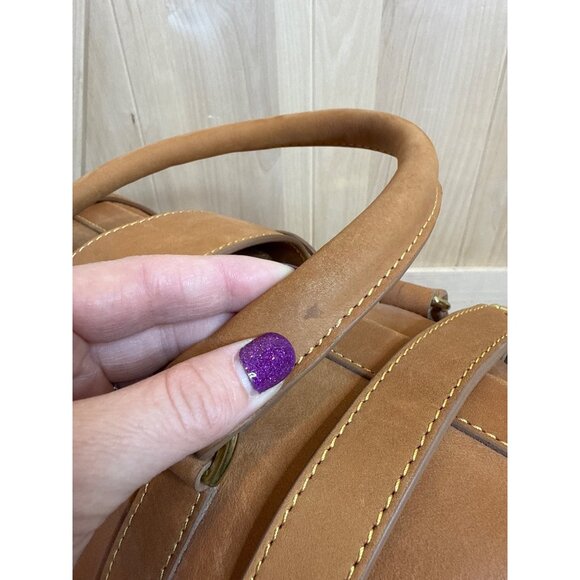 J. Peterman Co Mens Leather Bag Gladstone Travel Weekender Tan Removable Strap - Picture 10 of 11